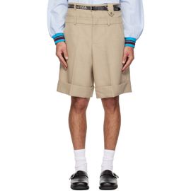 EGONlab EGONlab Beige Double Waist Wool Shorts