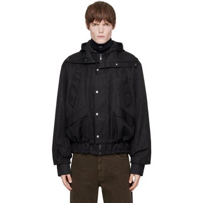 EGONlab EGONlab Black Hooded Layered Track Jacket