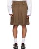EGONlab EGONlab Brown Double Waist Wool Shorts - 1