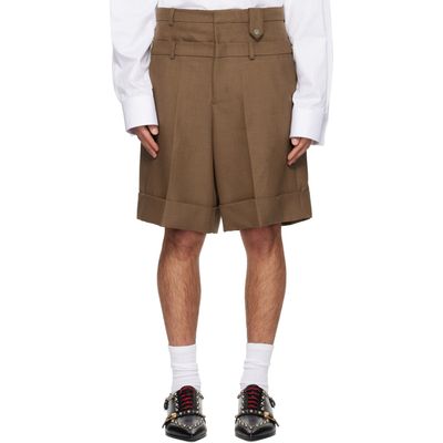 EGONlab EGONlab Brown Double Waist Wool Shorts