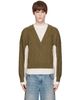 EGONlab EGONlab Khaki & White Double V-Neck Sweater - 1