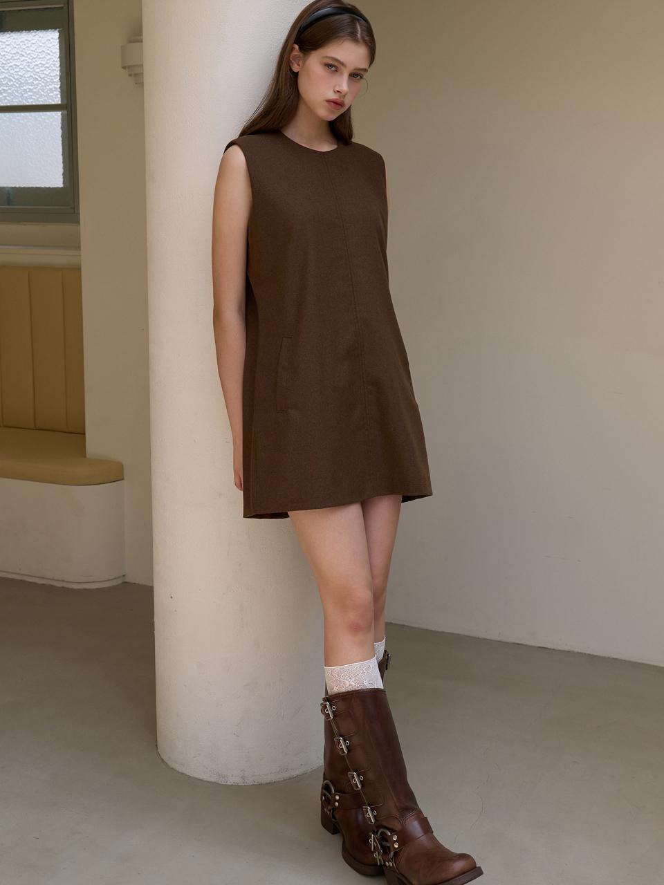 EIGHT DAYS A WEEK Autumn Sleeveless Dress Brown AD333