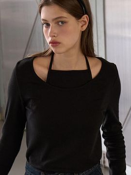 EIGHT DAYS A WEEK Halter Round T-Shirt Black AD324