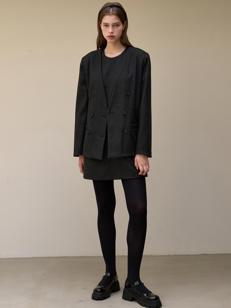EIGHT DAYS A WEEK Sleeveless Dress + V Jacket Charcoal AD3