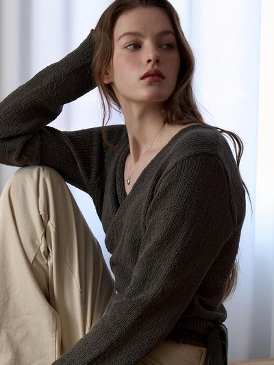 EIGHT DAYS A WEEK Wrap Stripe Knit - Charcoal
