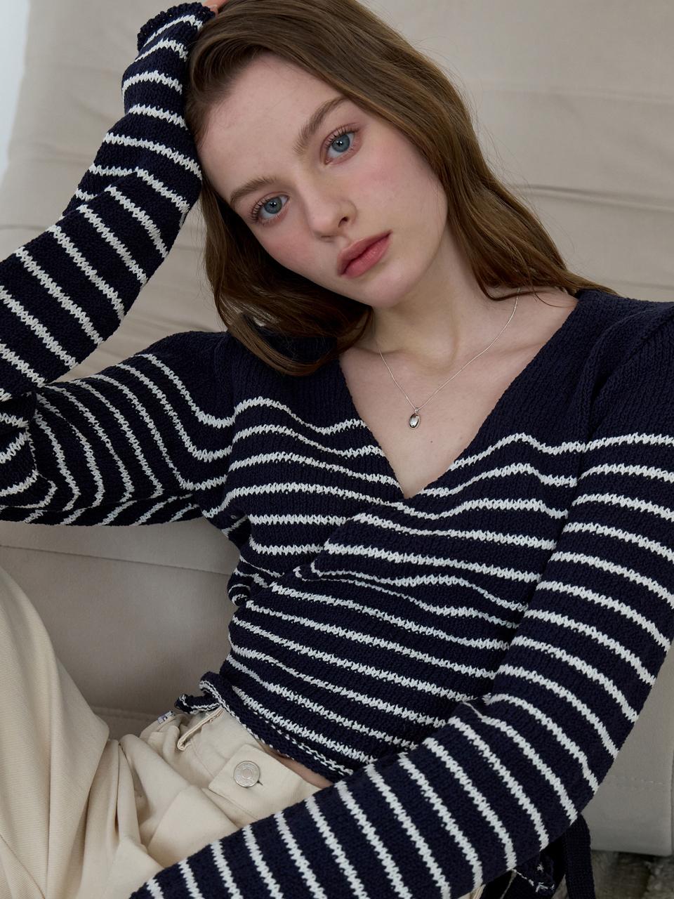 EIGHT DAYS A WEEK Wrap Stripe Knit - Navy