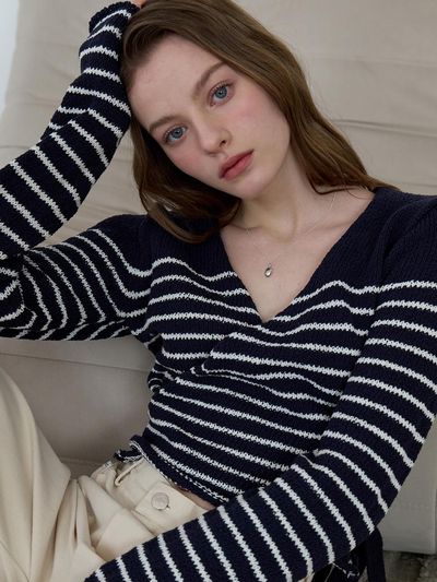 EIGHT DAYS A WEEK Wrap Stripe Knit - Navy