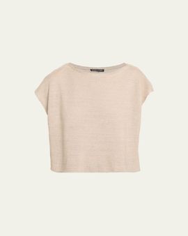 Eileen Fisher Bateau-Neck Organic Linen Sweater