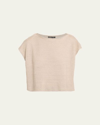 Eileen Fisher Bateau-Neck Organic Linen Sweater