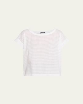 Eileen Fisher Boatneck Puckery Organic Cotton Top