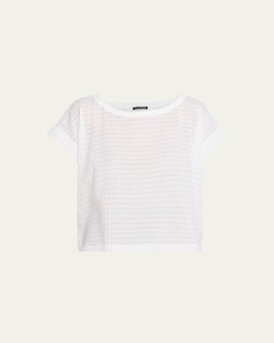 Eileen Fisher Boatneck Puckery Organic Cotton Top