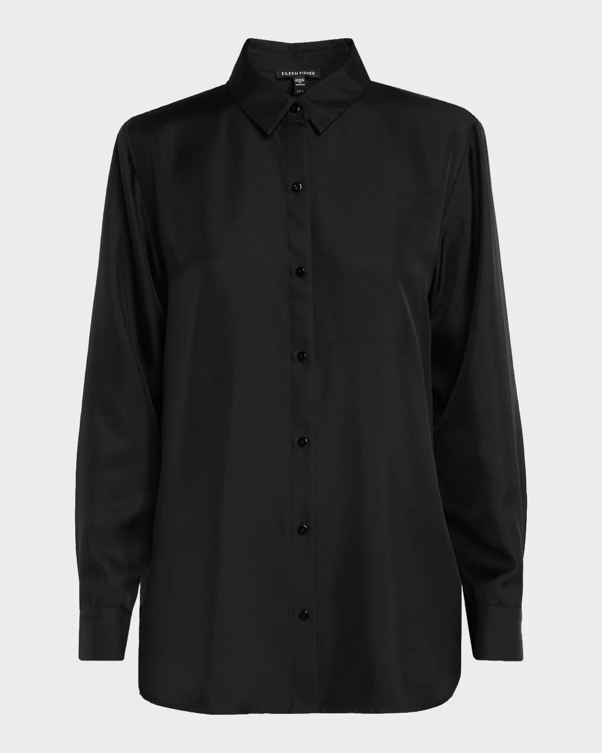 Eileen Fisher Classic Button-Front Silk Shirt