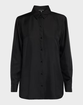 Eileen Fisher Classic Button-Front Silk Shirt