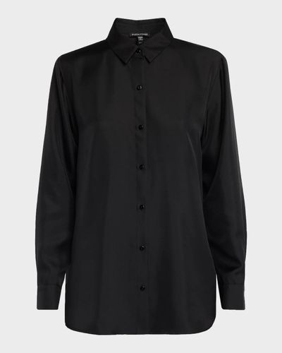 Eileen Fisher Classic Button-Front Silk Shirt