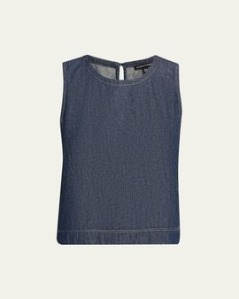 Eileen Fisher Crewneck Organic Cotton Denim Shell