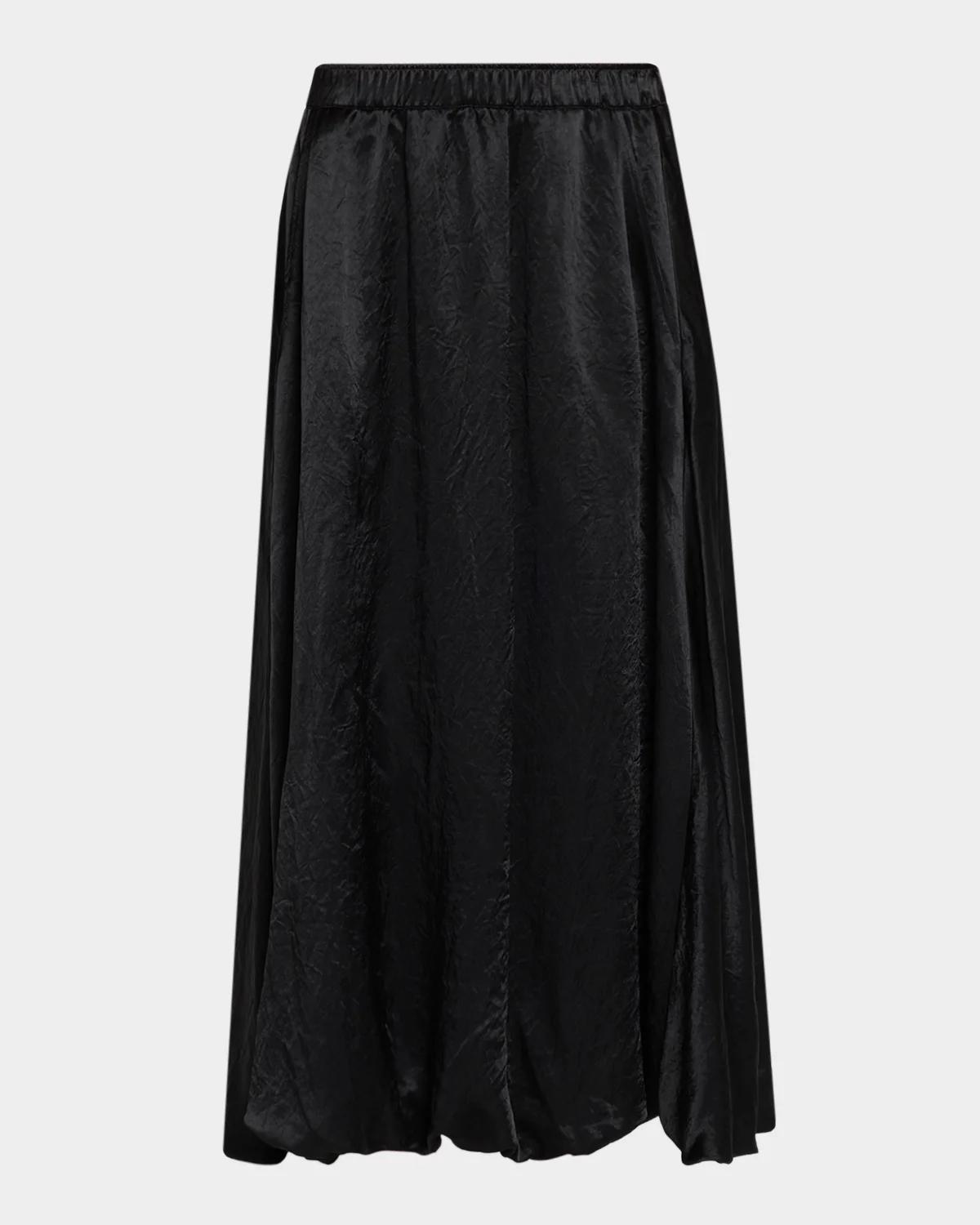 Eileen Fisher Crinkled Satin Bubble Midi Skirt