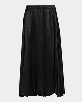 Eileen Fisher Crinkled Satin Bubble Midi Skirt