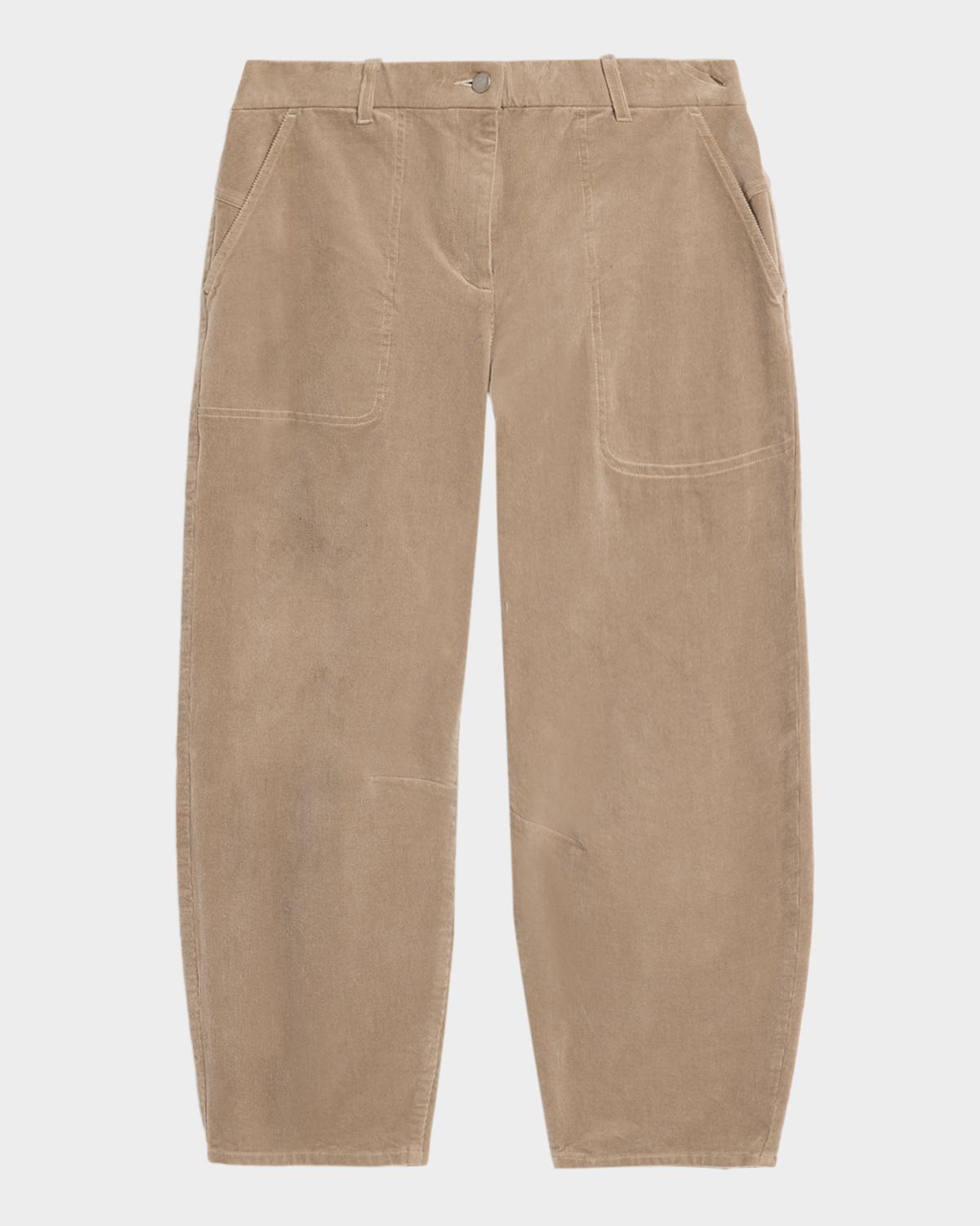 Eileen Fisher Cropped Barrel-Leg Corduroy Pants