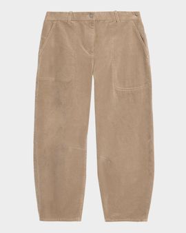 Eileen Fisher Cropped Barrel-Leg Corduroy Pants