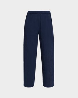 Eileen Fisher Cropped Crinkled Check Lantern Pants