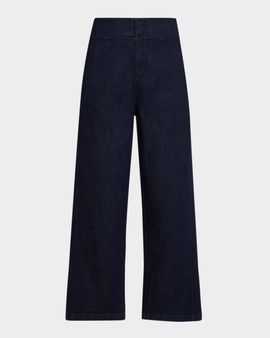 Eileen Fisher Cropped Wide-Leg Denim Jeans