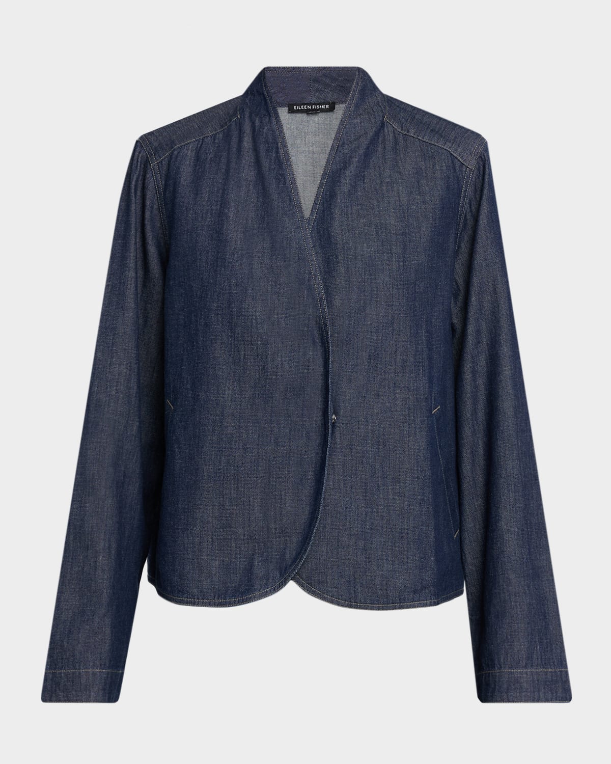 Eileen Fisher Curved Surplice Denim Jacket