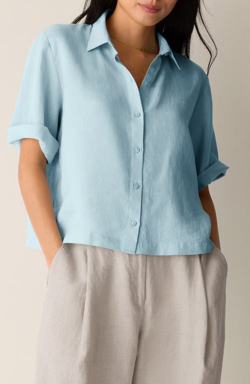 Eileen Fisher Eileen Fisher Classic Collar Elbow Sleeve Organic Linen Button-Up Shirt