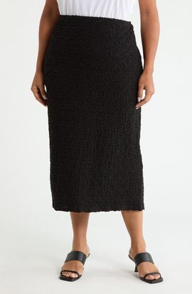 Eileen Fisher Eileen Fisher Crinkled Organic Cotton Blend Midi Skirt