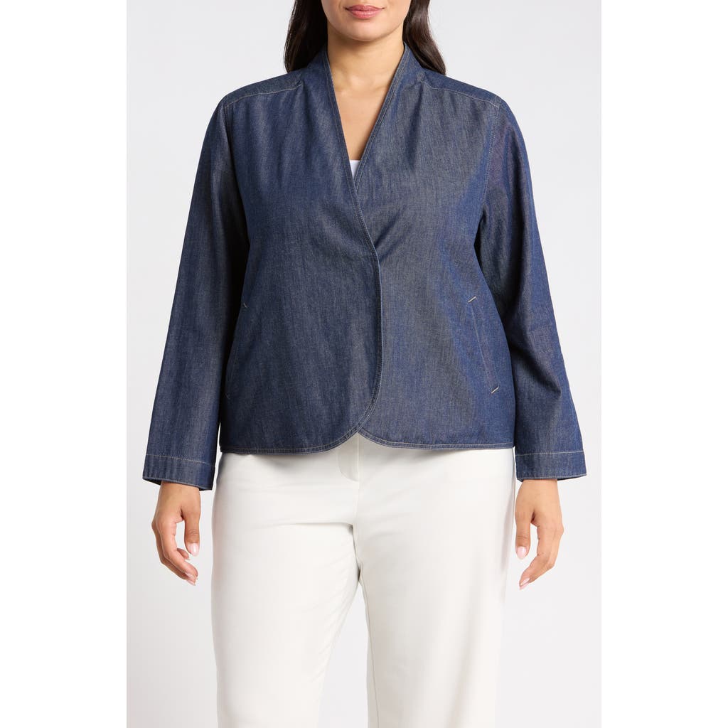 Eileen Fisher Eileen Fisher Curved Front Organic Cotton Denim Jacket