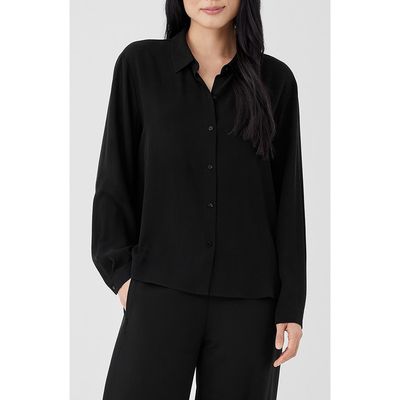Eileen Fisher Eileen Fisher Easy Classic Collar Silk Button-Up Shirt