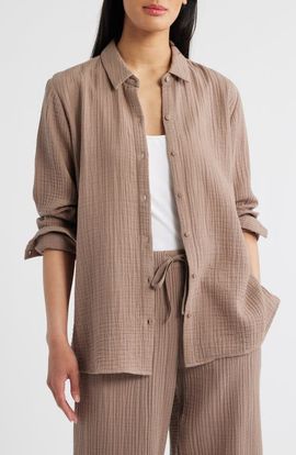 Eileen Fisher Eileen Fisher Easy Classic Organic Cotton Button-Up Shirt