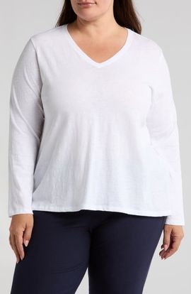 Eileen Fisher Eileen Fisher Easy V-Neck Long Sleeve Organic Cotton T-Shirt