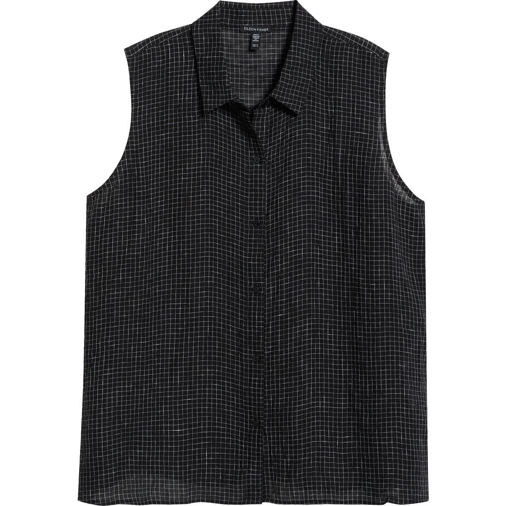 Eileen Fisher Eileen Fisher Grid Sleeveless Button-Up Shirt