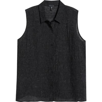 Eileen Fisher Eileen Fisher Grid Sleeveless Button-Up Shirt