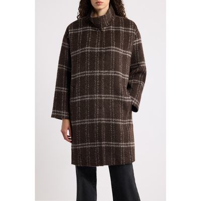 Eileen Fisher Eileen Fisher High Collar Grid Alpaca Blend Coat