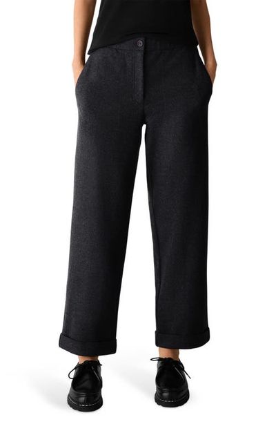 Eileen Fisher Eileen Fisher High Waist Ankle Straight Leg Wool Pants