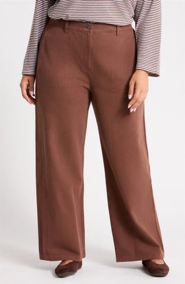 Eileen Fisher Eileen Fisher High Waist Wide Leg Full Length Organic Cotton Pants