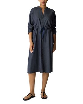 eileen fisher organic cotton midi dress Organic Cotton Gauze Scoop Neck Dress
