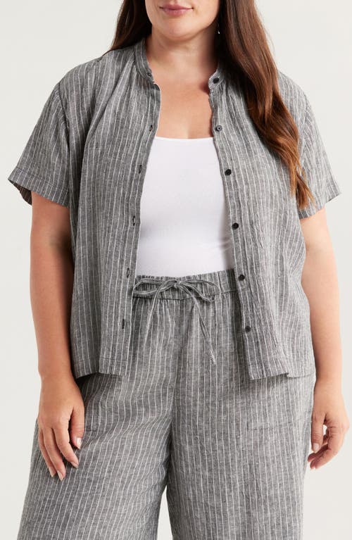 Eileen Fisher Eileen Fisher Mandarin Collar Organic Linen Button-Up Shirt