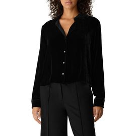 Eileen Fisher Eileen Fisher Mandarin Collar Velvet Button-Up Shirt