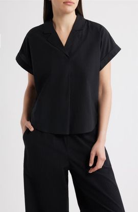 Eileen Fisher Eileen Fisher NOTCH COLLAR TOP W/ CUFFED CAP SLV