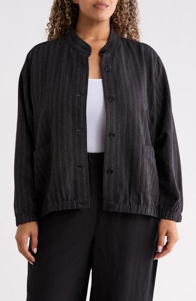 Eileen Fisher Eileen Fisher Pinstriped Stand Collar Jacket