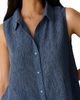 Eileen Fisher Eileen Fisher Plisse Classic Collar A Line Sleeveless Shirt - 2