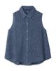 Eileen Fisher Eileen Fisher Plisse Classic Collar A Line Sleeveless Shirt - 4