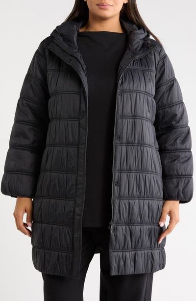 Eileen Fisher Eileen Fisher Quilted Ruched Recycled Nylon Hooded Jacket