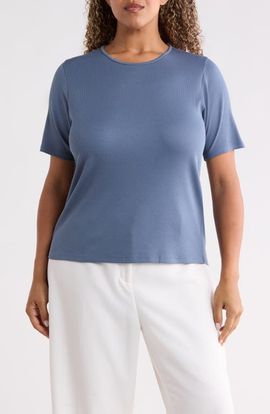Eileen Fisher Eileen Fisher Rib Knit Stretch Organic Cotton Crewneck Top