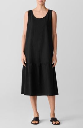 Eileen Fisher Eileen Fisher Scoop Neck Stretch Organic Cotton Midi Dress