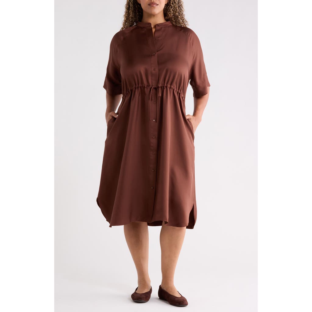 Eileen Fisher Eileen Fisher Silk Mandarin Collar Midi Dress