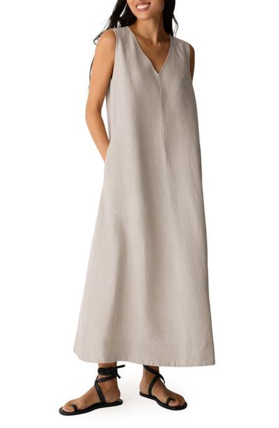 Eileen Fisher Eileen Fisher Sleeveless Organic Linen Midi Shift Dress