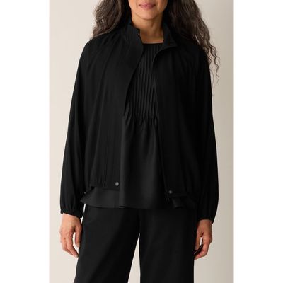 Eileen Fisher Eileen Fisher Stand Collar Silk Jacket